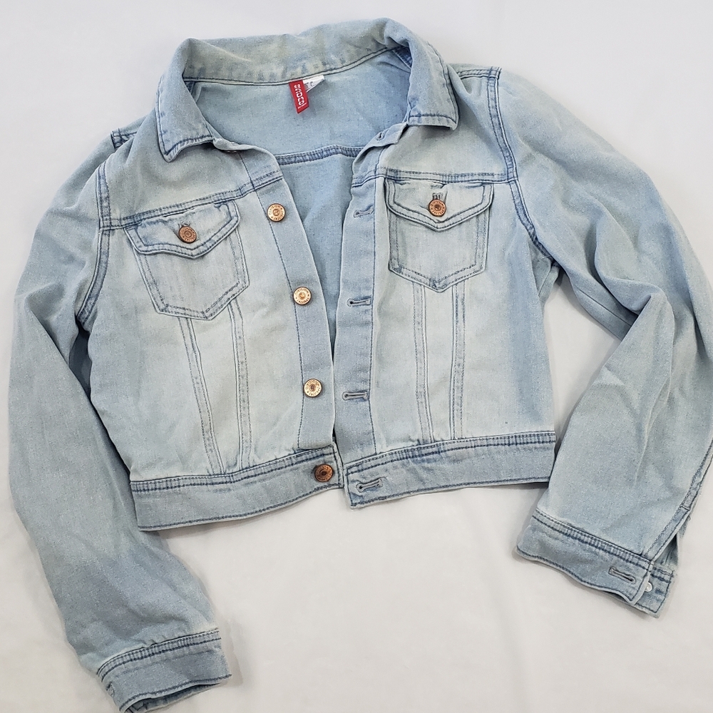 H&M Blue Jean Cropped Denim Jacket
